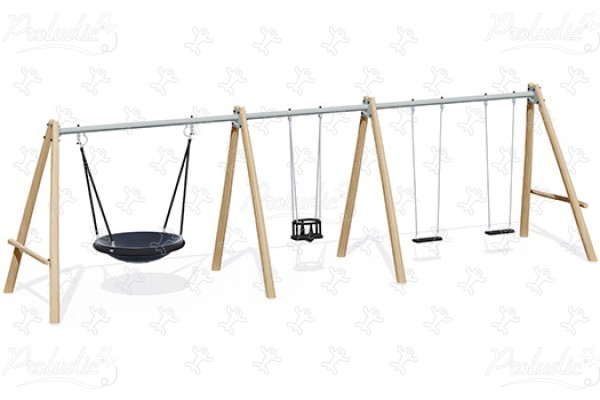 Pod seat, 2 flat seats, 1 cradle seat J447 legepladser bæredygtig naturtræ serie gynger billede 3d