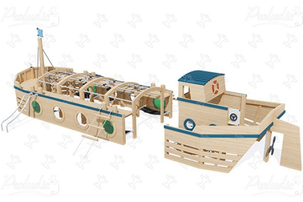 Kutter stor J49171® legepladser bæredygtig naturtræ serie både og maritime scener billede 3d