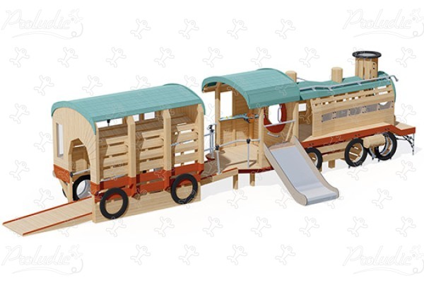 Lokomotiv J49197® legepladser bæredygtig naturtræ serie transport billede 3d
