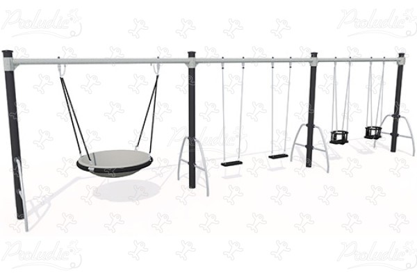 Redegynge, 2 gyngesæder, 2 babysæder J493-G® legepladser traditionelle redskaber gynger billede 3d