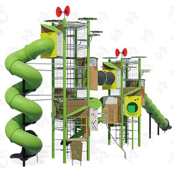 Kanope double tårn J56101 legepladser multifunktionsredskaber / multifunktionsaktiviteter kanopé billede 3d