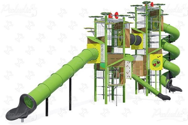 Kanope double tårn J56101 legepladser multifunktionsredskaber / multifunktionsaktiviteter kanopé billede 3d