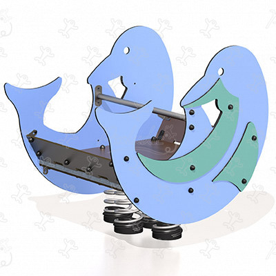 Delfin J981 legepladser bevægende redskaber fjedrende redskaber billede 3d