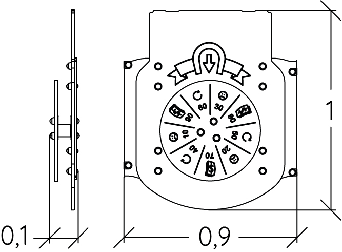 Lotteri Panel J3407 legepladser lærings & sansestimulerende redskaber sjove paneler samt lyd- og musiklege billede set fra siden