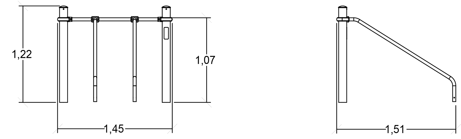 Forskudt barre J37213® sport og fitness acti’fun acti’fit billede set fra siden