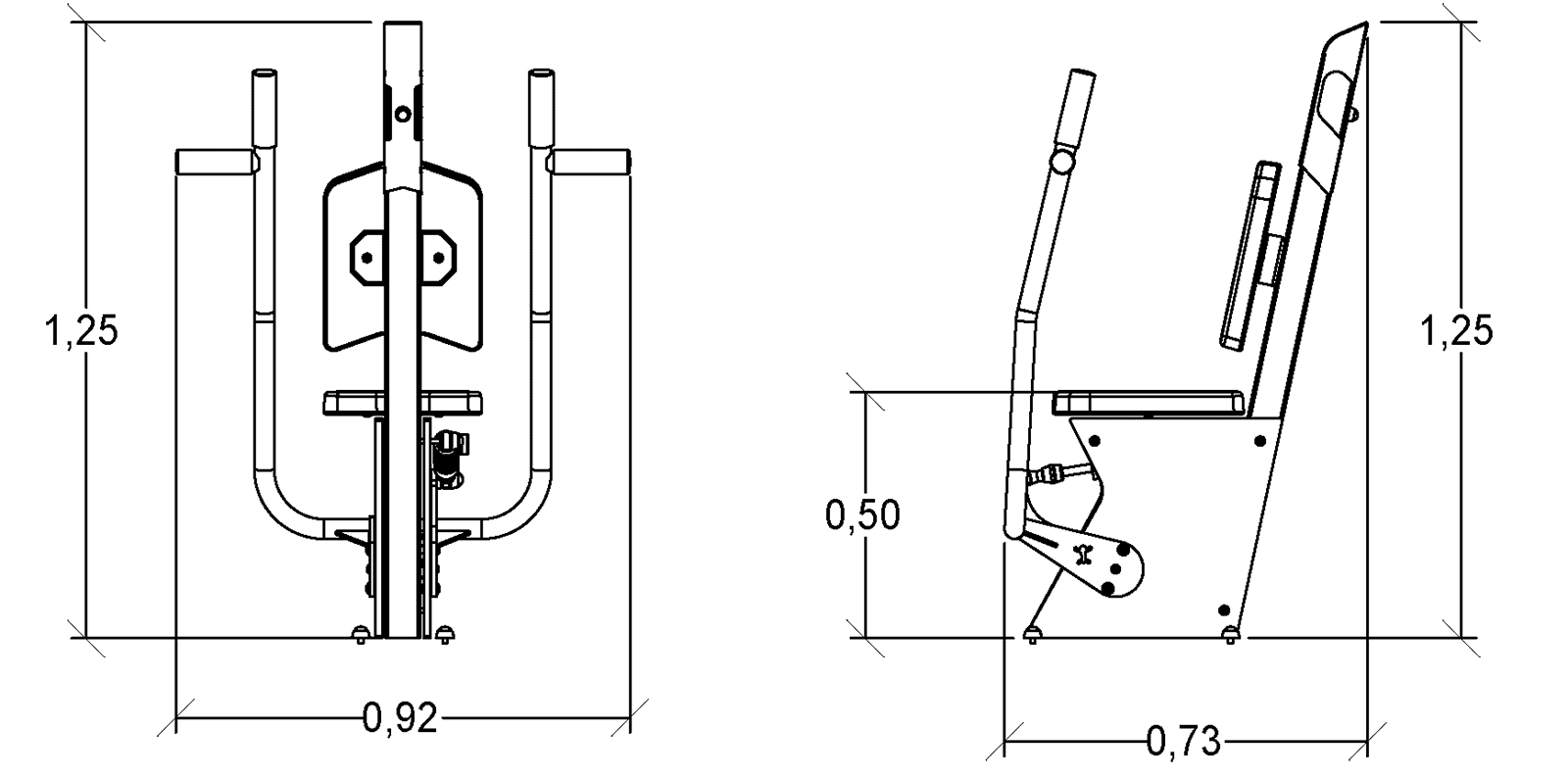 Brystpress J37225® sport og fitness acti’fun acti’fit billede set fra siden