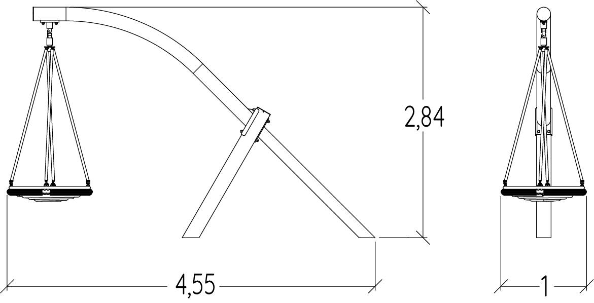 Pendulgynge J444® legepladser traditionelle redskaber gynger billede set fra siden