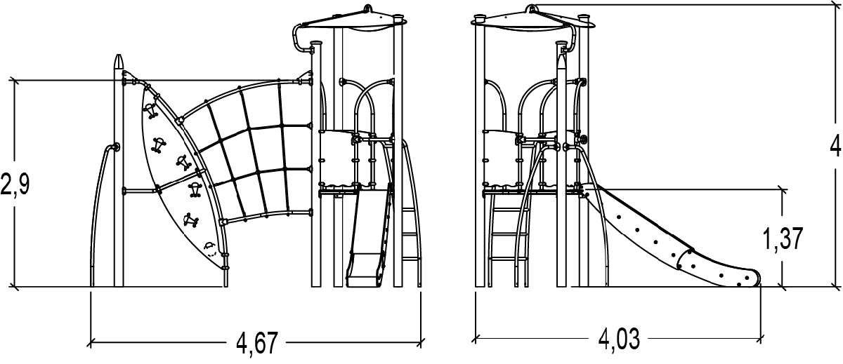 J45203 legepladser multifunktionsredskaber / multifunktionsaktiviteter biibox billede set fra siden