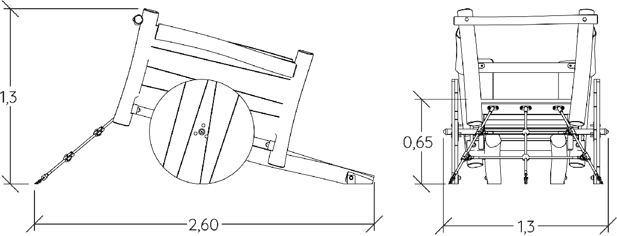 Vogn J49112® legepladser bæredygtig naturtræ serie transport billede set fra siden