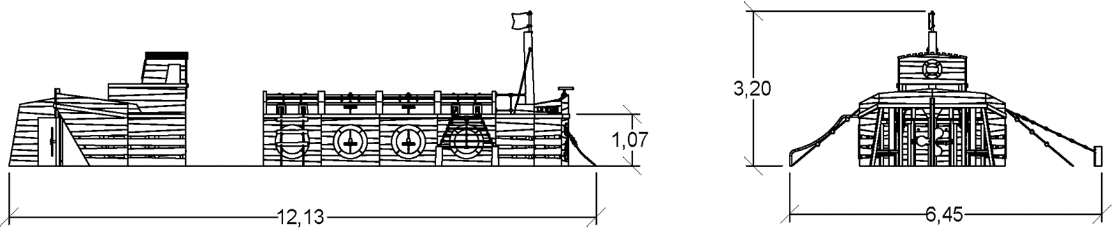 Kutter stor J49171® legepladser bæredygtig naturtræ serie både og maritime scener billede set fra siden