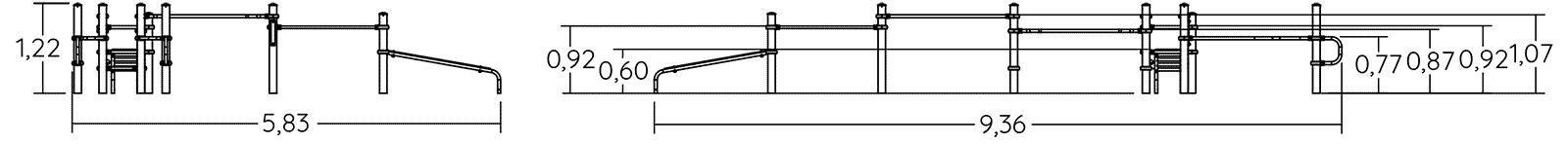 Inkluderende kombination til blandede øvelser J5224® sport og fitness acti’fun acti’street billede set fra siden