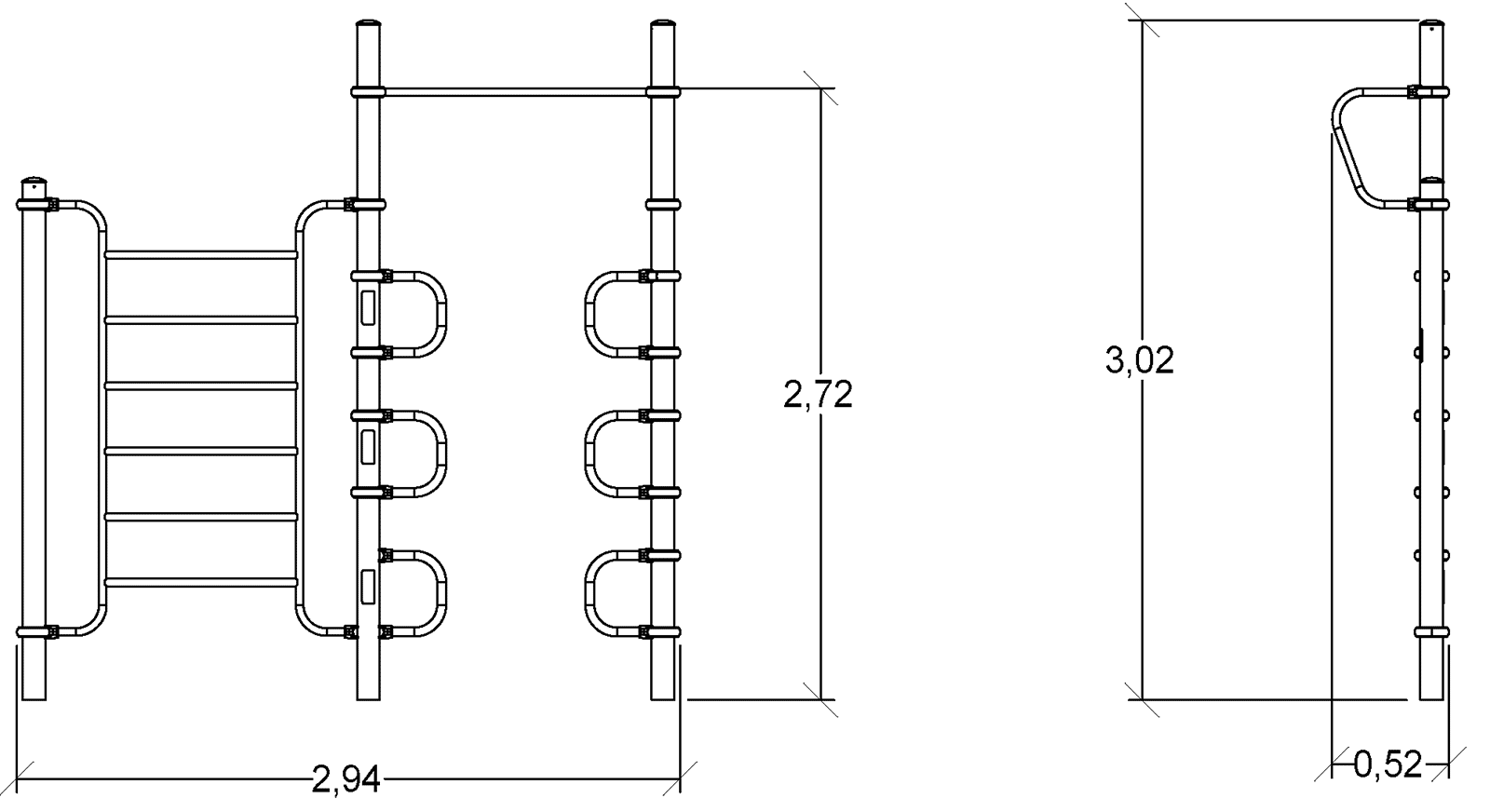 Opvarmning og udstræknings kombination J5234® sport og fitness acti’fun acti’street billede set fra siden