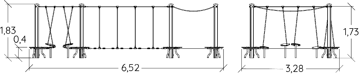 J5408 legepladser klatre & balanceredskaber motorik og balancebaner billede set fra siden