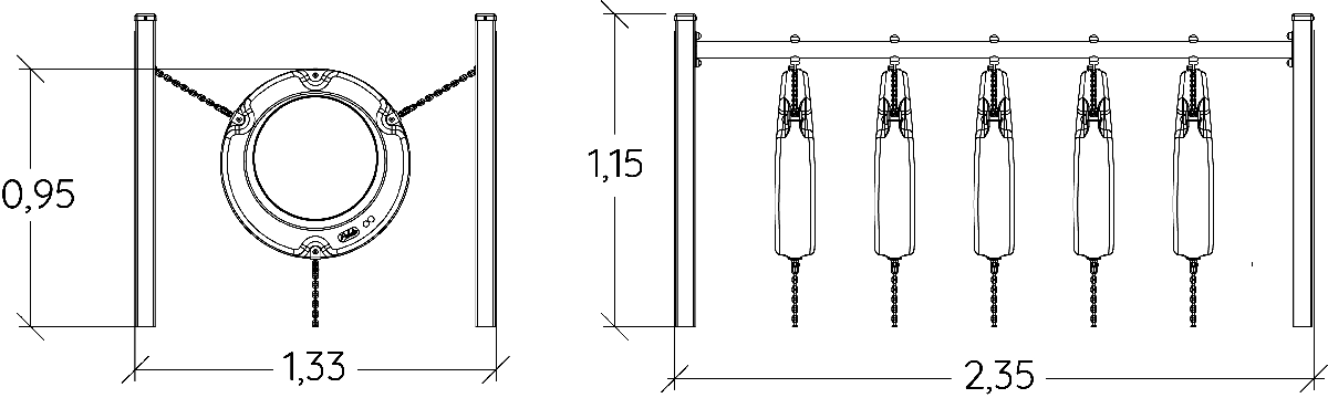 Hængende tunnel J5909® legepladser acti’fun acti’ninja billede set fra siden