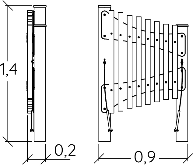 Xylophone R34-FIECOCH legepladser lærings & sansestimulerende redskaber sjove paneler samt lyd- og musiklege billede set fra siden
