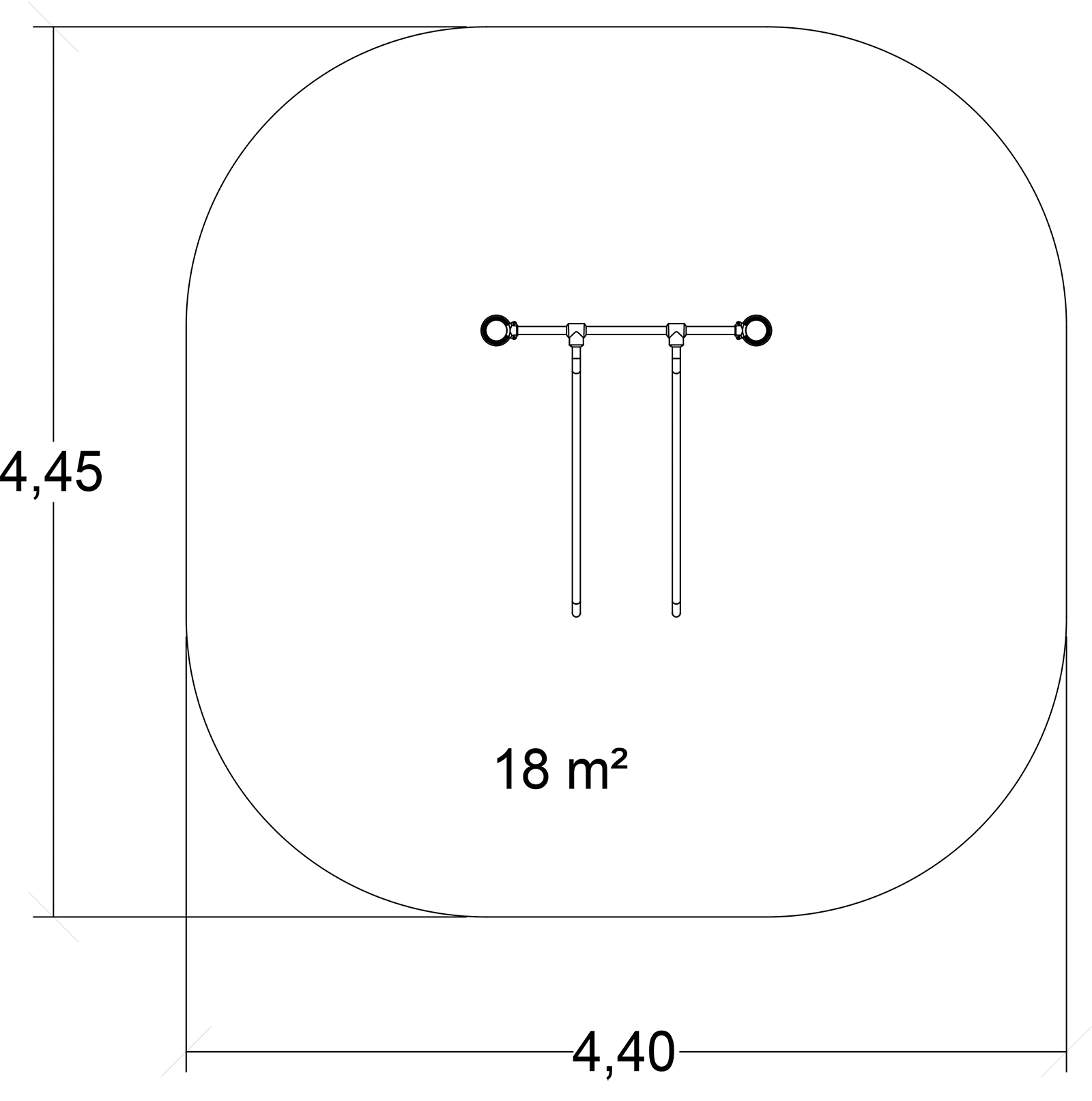 Forskudt barre J37213® sport og fitness acti’fun acti’fit billede set ovenfra