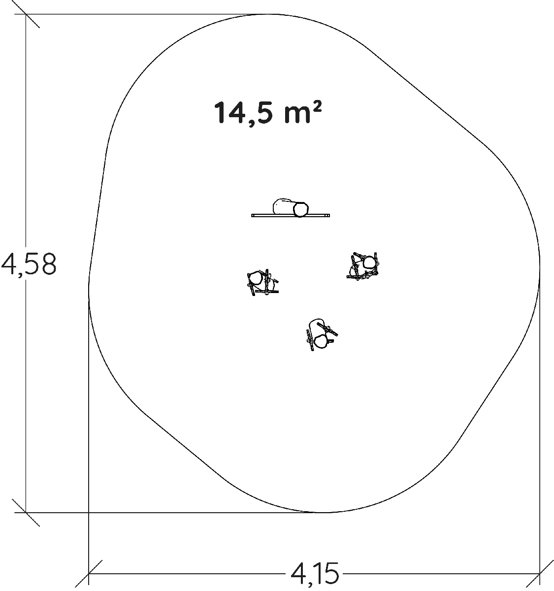 Mølleskov J49154® legepladser bæredygtig naturtræ serie motorik og balancebaner billede set ovenfra