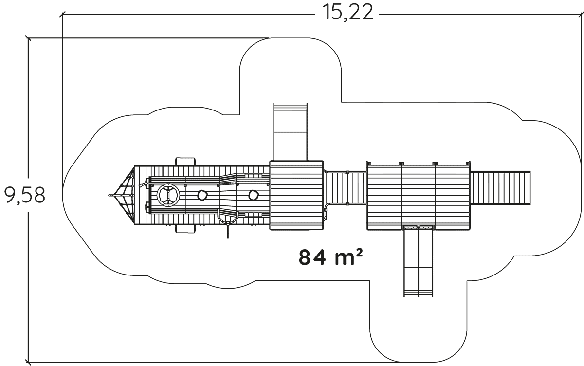 Lokomotiv J49197® legepladser bæredygtig naturtræ serie transport billede set ovenfra