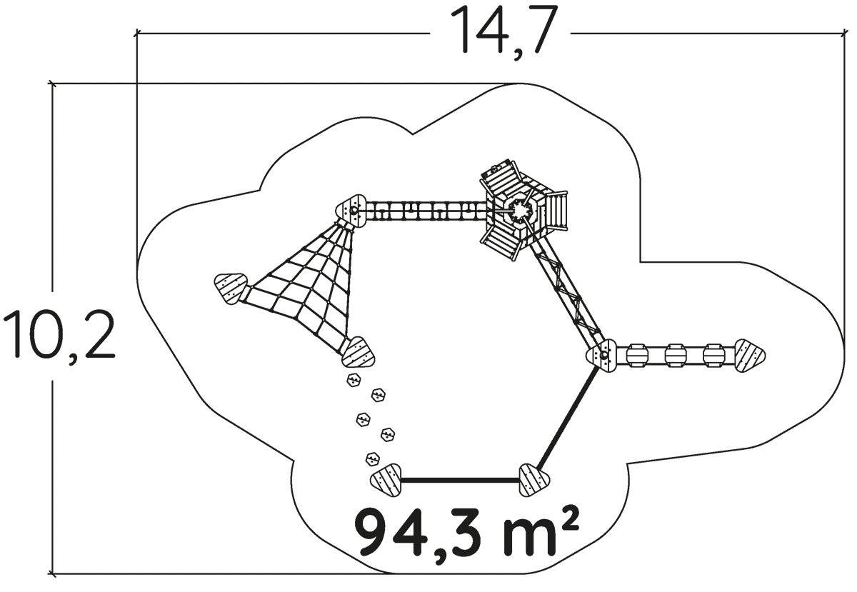 J49900® legepladser bæredygtig naturtræ serie arborea play® billede set ovenfra