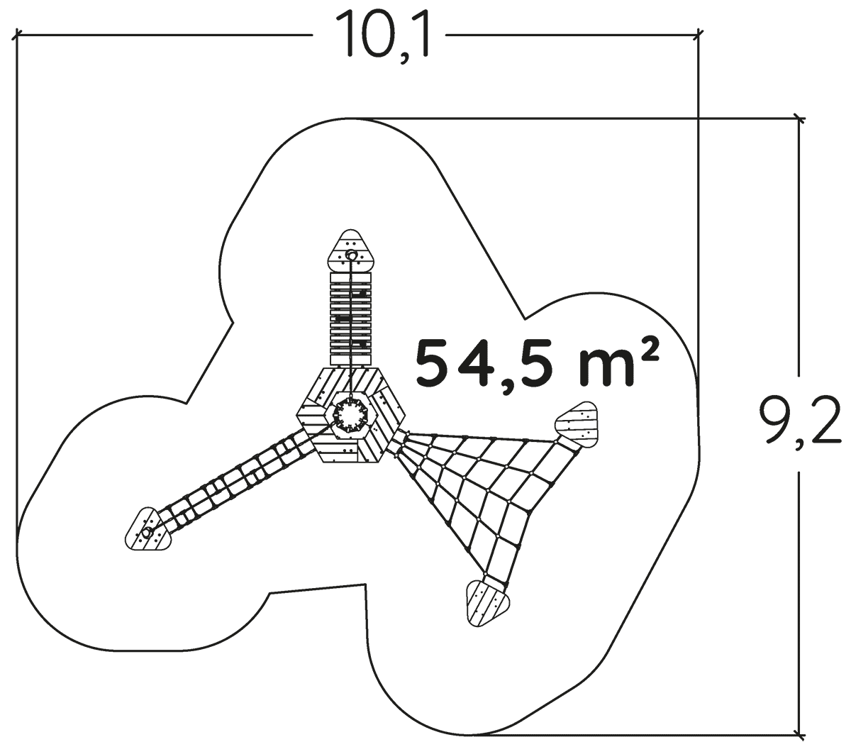 J49901® legepladser bæredygtig naturtræ serie arborea play® billede set ovenfra