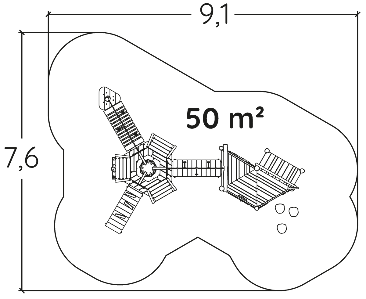 J49902® legepladser bæredygtig naturtræ serie arborea play® billede set ovenfra