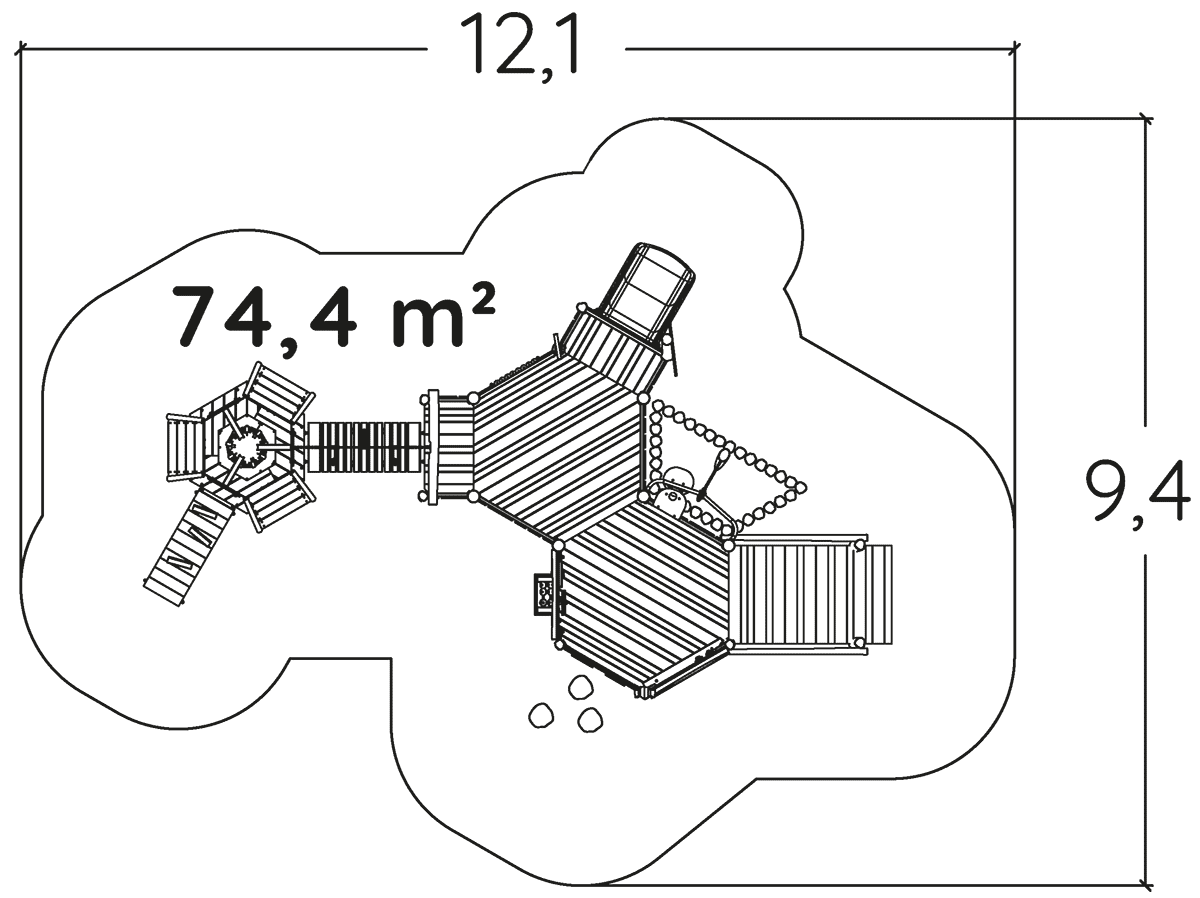 J49904® legepladser bæredygtig naturtræ serie arborea play® billede set ovenfra