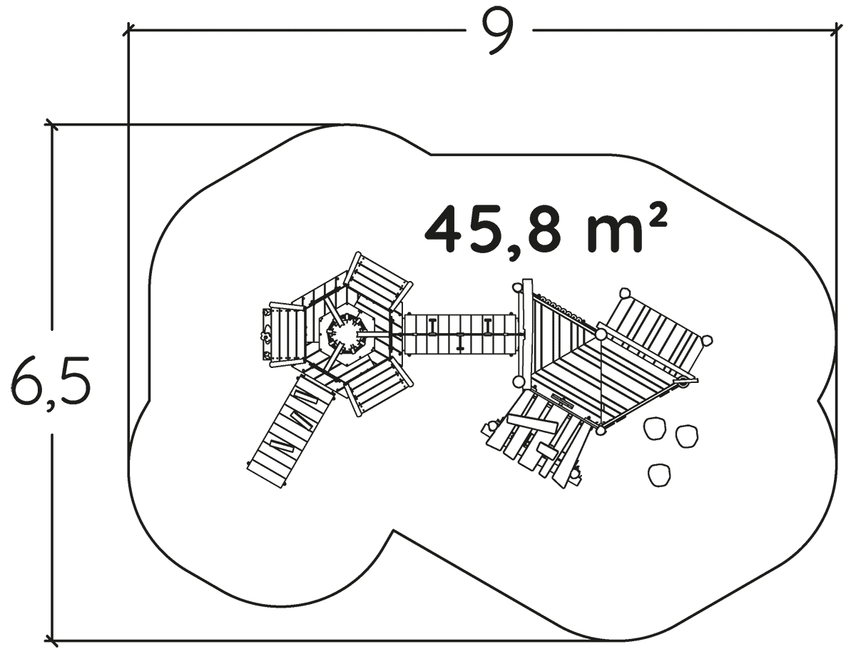 J49905® legepladser bæredygtig naturtræ serie arborea play® billede set ovenfra