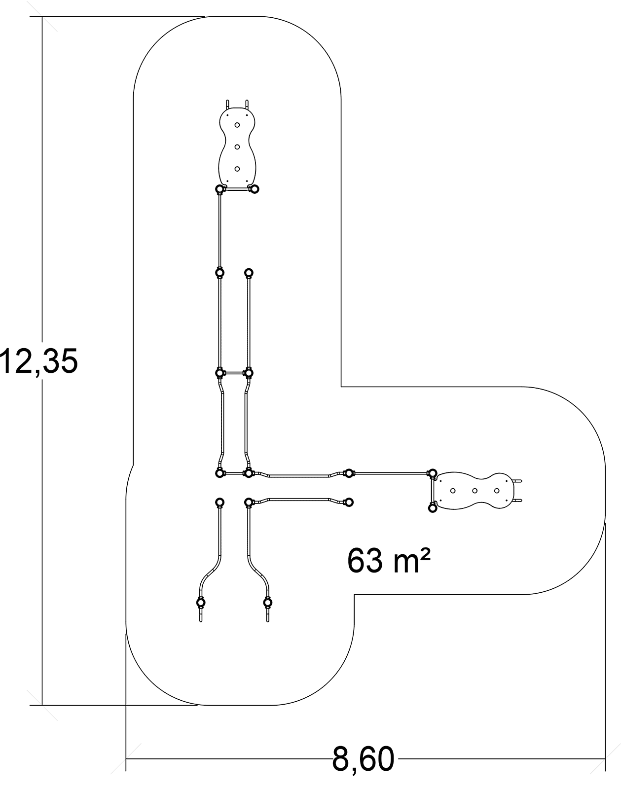 Inkluderende kombination til blandede øvelser J5224® sport og fitness acti’fun acti’street billede set ovenfra