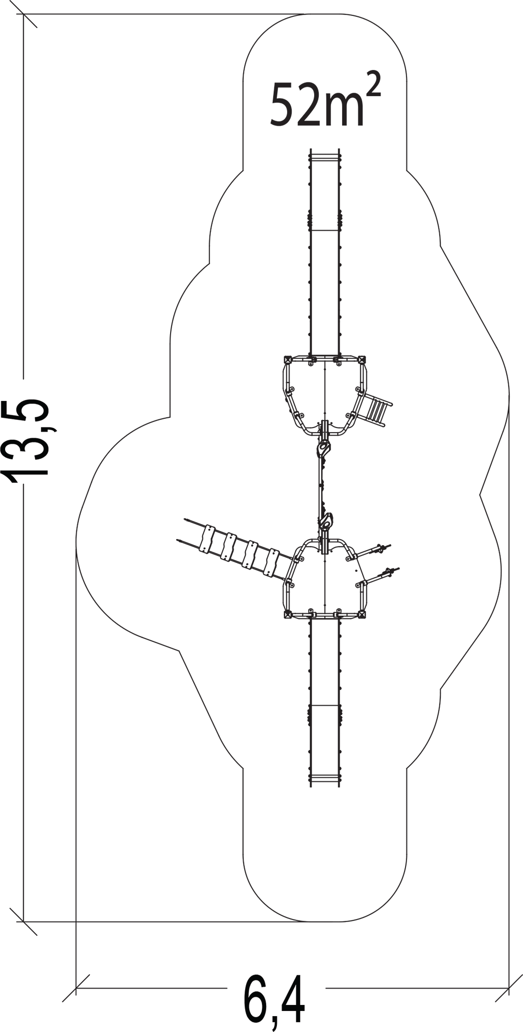 J5614 legepladser multifunktionsredskaber / multifunktionsaktiviteter kanopé billede set ovenfra
